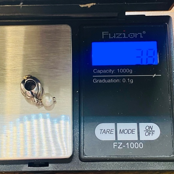 EUC Pandora 790402CZ Sterling Silver w/ 14k Yellow Gold Blooming Dangle w/ Pearl - Picture 7 of 7